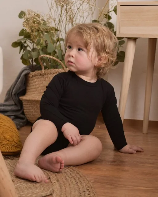 Jožánek Dětské body s dlouhým rukávem – černé | Jožánek®