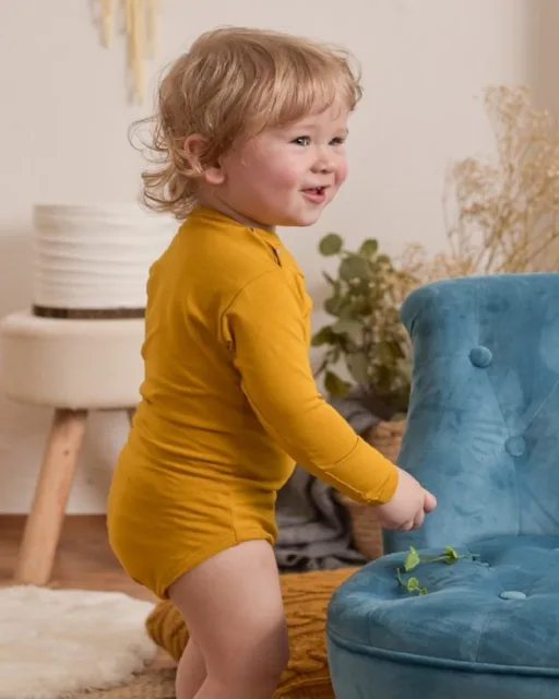 Jožánek Dětské body s dlouhým rukávem – hořčicové | Jožánek®