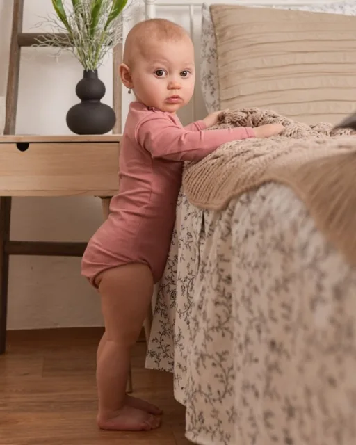 Jožánek Dětské body s dlouhým rukávem – starorůžové | Jožánek®