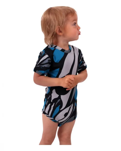 Jožánek Kojenecké body, krátký rukáv, vzorované černá, šedá, tyrkys 56