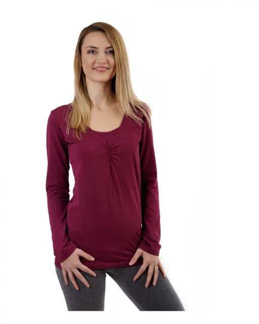 Jožánek Kojící tričko Klaudie, vsadka v barvě, dlouhý rukáv, cyklámen L/XL