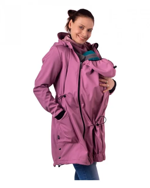 Jožánek Softshellová NOSÍCÍ bunda Andrea + TĚHOTENSKÁ vsadka, růžová | Jožánek®