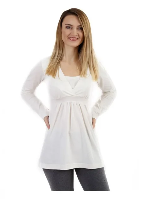 Jožánek Těhotenská a kojicí tunika Anička, dlouhý rukáv – smetanová L/XL