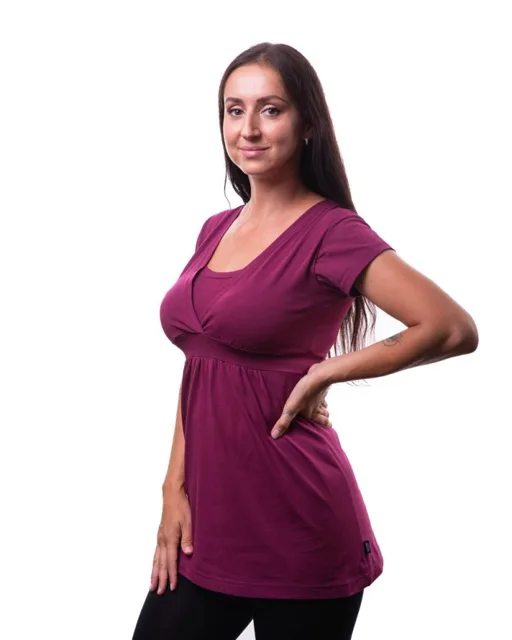 Jožánek Těhotenská a kojicí tunika Anička, krátký rukáv – cyklámen L/XL