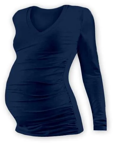 Jožánek Těhotenské tričko Vanda, dlouhý rukáv, jeans modré