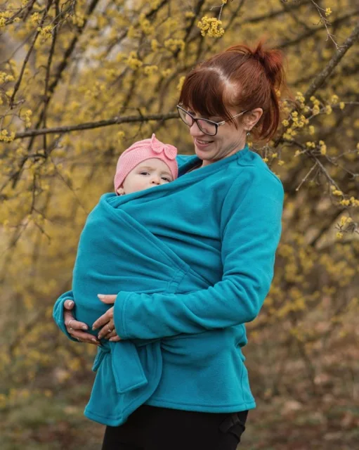 Jožánek Těhotenský a nosící zavinovací kabátek Zina, fleece – tyrkysový M/L
