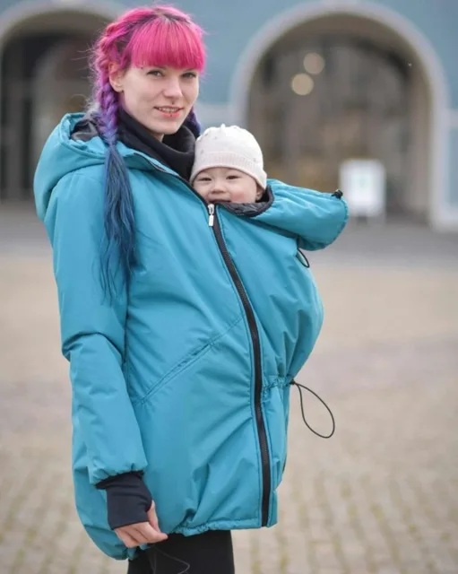 Jožánek Zimní nosicí bunda/kabát Freya + TĚHOTENSKÁ VSADKA, tyrkysová XS