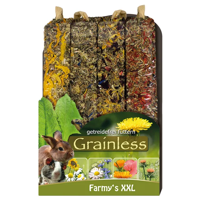 JR Farm Farmy's Grainless XXL tyčinky pro hlodavce - 4-kusové balení 450 g
