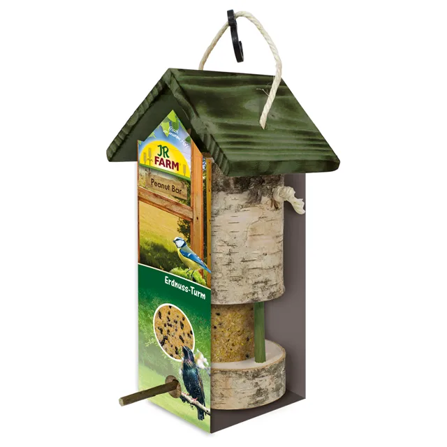 JR Garden Peanut Bar arašídová věž včetně náplně - extra náplň: 2 ks á 700 g JR Garden Peanut Bar arašidové máslo s larvami Hermetia