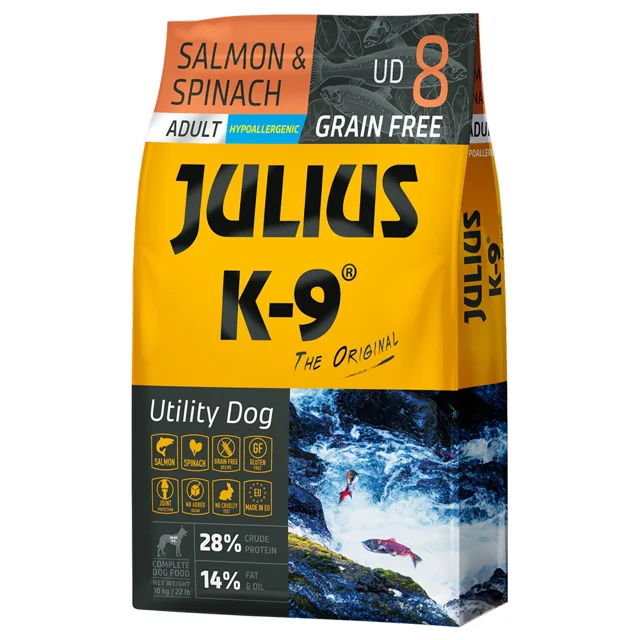 JULIUS K-9 Adult losos a špenát - Výhodné balení: 2 x 10 kg