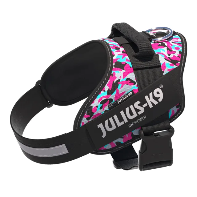 JULIUS-K9 IDC® postroj, růžový a šedý - velikost S: obvod hrudníku 49 - 67 cm