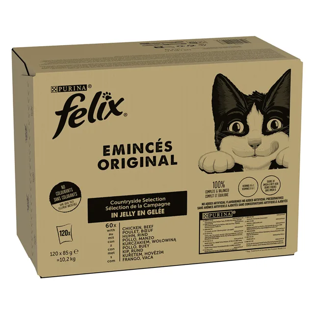 Jumbo balení Felix Classic kapsičky 120 x 85 g - mix masa a ryb