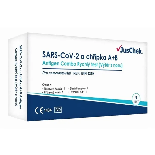JusChek SARS-CoV-2 a chřipka A/B antigenní test 1ks