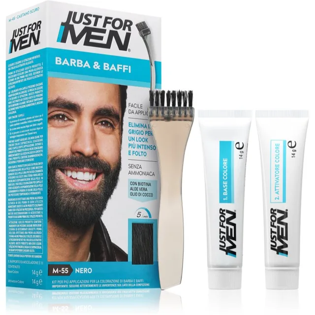 Just for Men Men Moustache & Beard barva na vousy pro zakrytí šedin odstín M-55 Black 1 ks