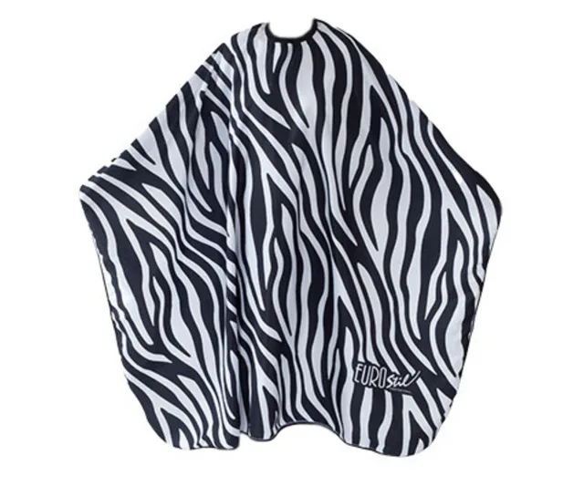 Kadeřnická pláštěnka na stříhání Eurostil Professional - zebra - kovový háček + dárek zdarma