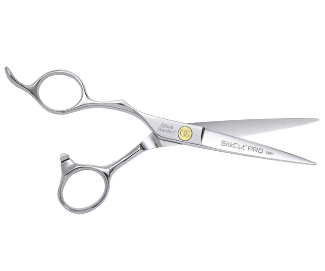 Kadeřnické nůžky pro leváky Olivia Garden SilkCut Pro 5,75" - stříbrné (SI-PRO5.75L) + dárek zdarma