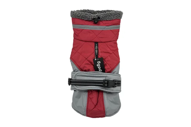 Kairo zimní bunda pro psa s kožichem – voděodolná Barva: Červená, Délka zad (cm): 30, Obvod hrudníku: 34 - 42 cm
