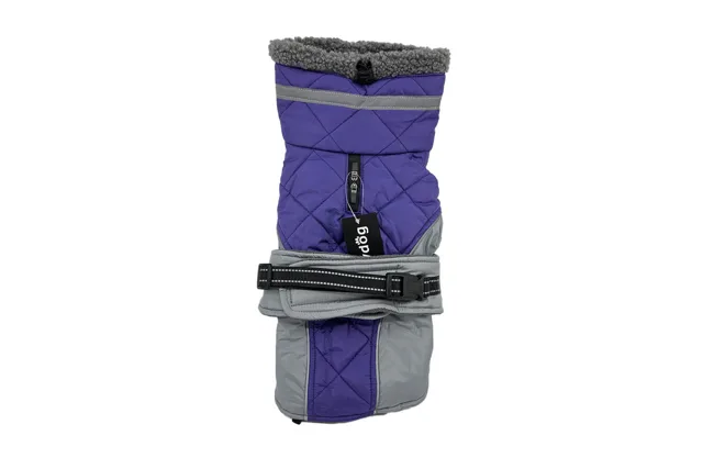 Kairo zimní bunda pro psa s kožichem – voděodolná Barva: Fialová, Délka zad (cm): 30, Obvod hrudníku: 34 - 42 cm