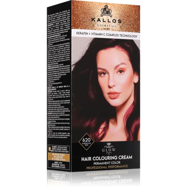 Kallos Glow Lasting Cream Colour permanentní barva na vlasy odstín Aubergine Red 60 ml