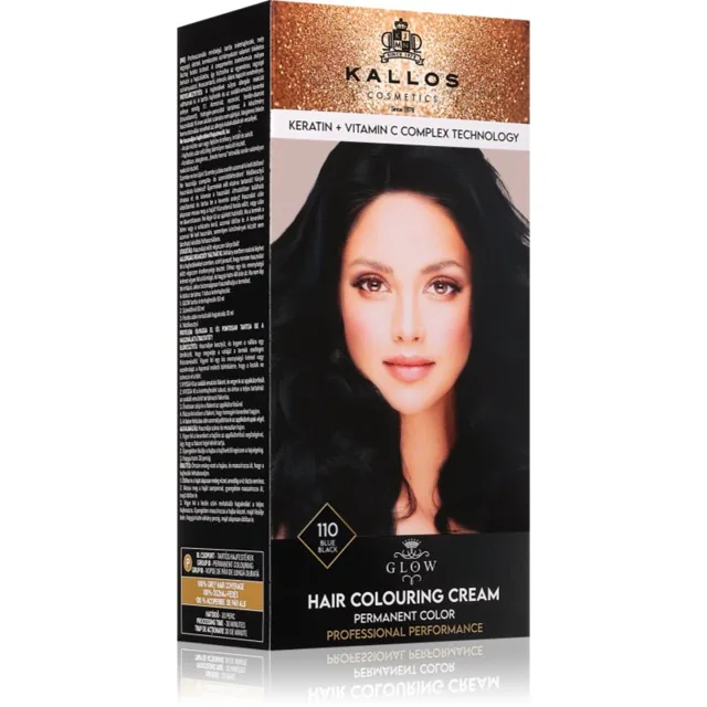 Kallos Glow Lasting Cream Colour permanentní barva na vlasy odstín Blue Black 60 ml