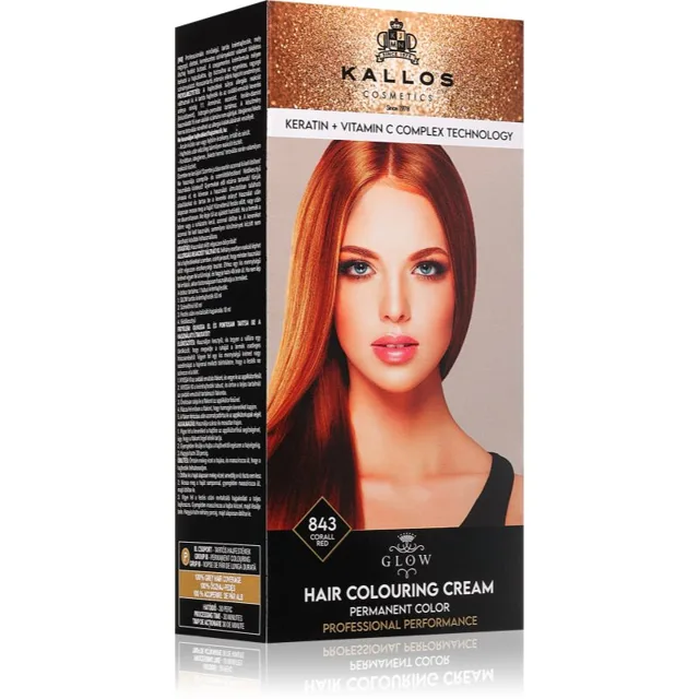Kallos Glow Lasting Cream Colour permanentní barva na vlasy odstín Corall Red 60 ml