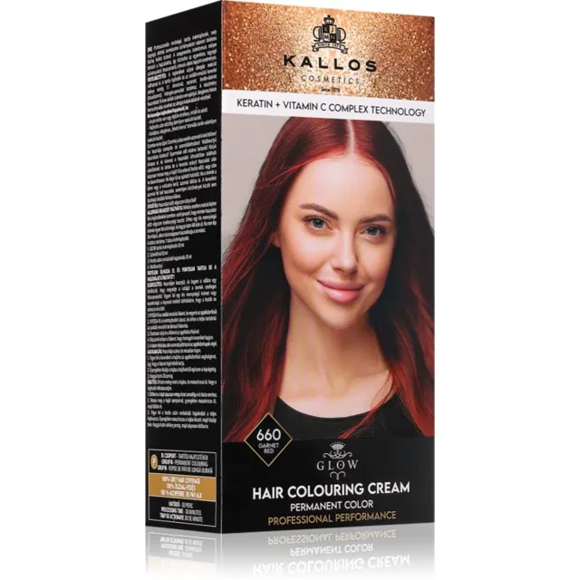 Kallos Glow Lasting Cream Colour permanentní barva na vlasy odstín Garnet Red 60 ml
