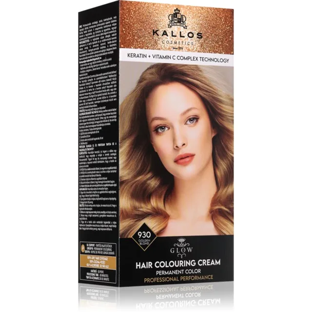 Kallos Glow Lasting Cream Colour permanentní barva na vlasy odstín Golden Blond 60 ml