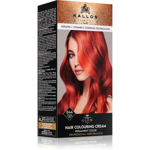 Kallos Glow Lasting Cream Colour permanentní barva na vlasy odstín Intense Copper Red 60 ml