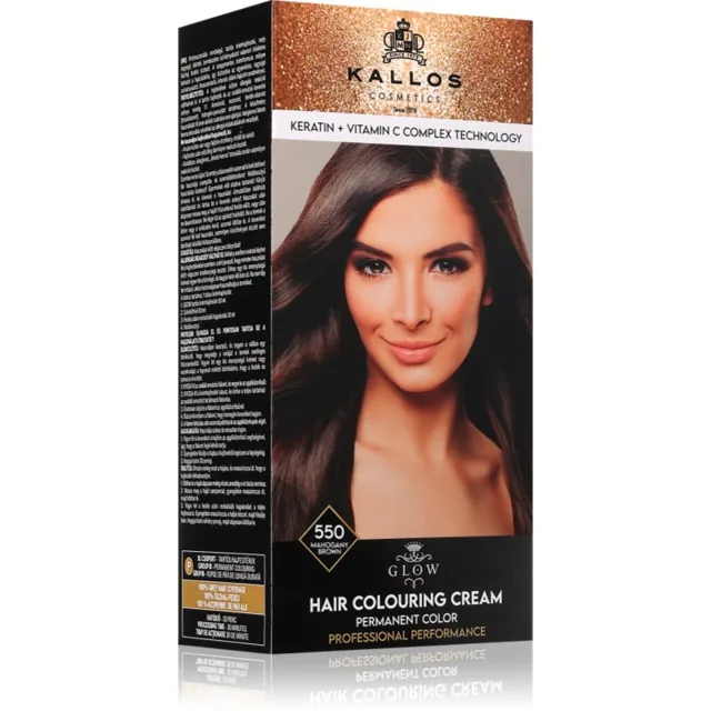 Kallos Glow Lasting Cream Colour permanentní barva na vlasy odstín Mahogany Brown 60 ml