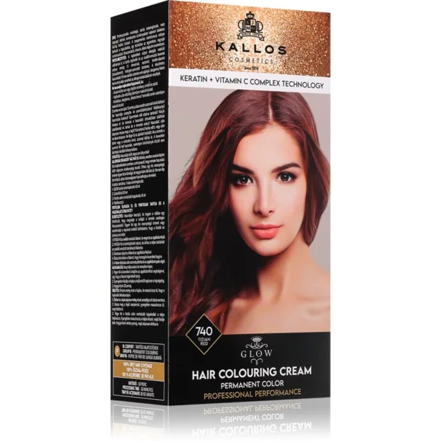 Kallos Glow Lasting Cream Colour permanentní barva na vlasy odstín Tizian Red 60 ml