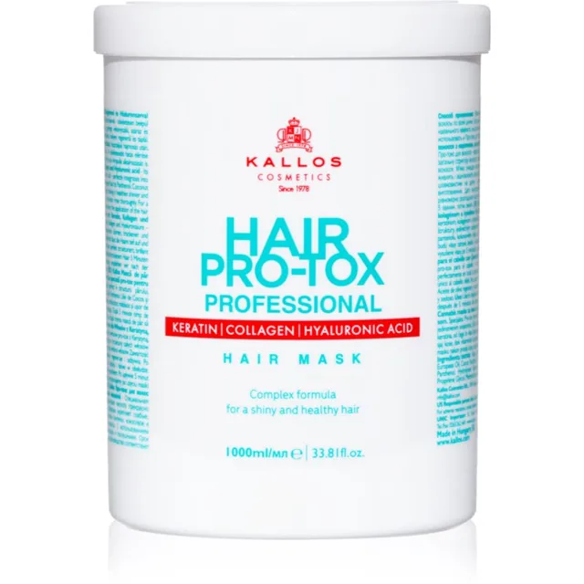 Kallos Hair Pro-Tox maska pro slabé a poškozené vlasy s kokosovým olejem, kyselinou hyaluronovou a kolagenem 1000 ml