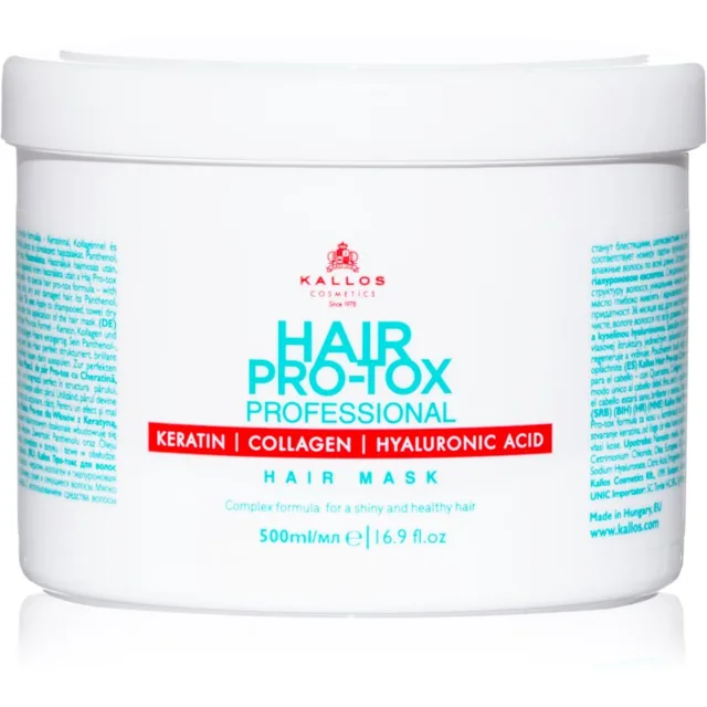 Kallos Hair Pro-Tox maska pro slabé a poškozené vlasy s kokosovým olejem, kyselinou hyaluronovou a kolagenem 500 ml