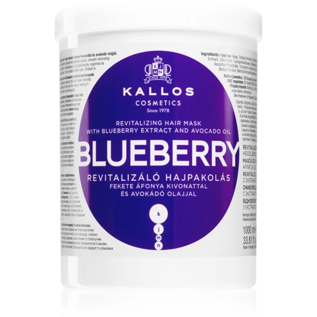 Kallos KJMN Professional Blueberry revitalizační maska pro suché, poškozené a chemicky ošetřené vlasy 1000 ml