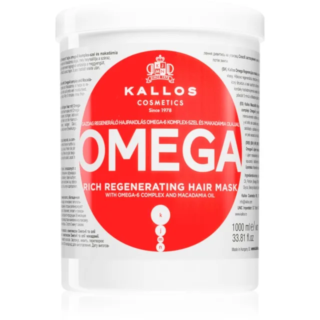Kallos KJMN Professional Omega vyživující maska na vlasy s omega 6 komplexem a makadamia olejem 1000 ml