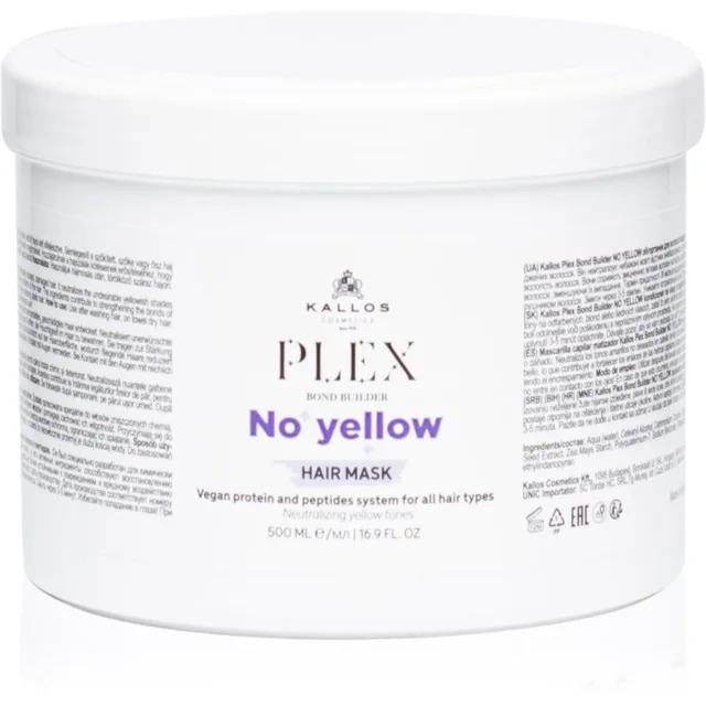 Kallos Plex No Yellow maska na vlasy neutralizující žluté tóny 500 ml