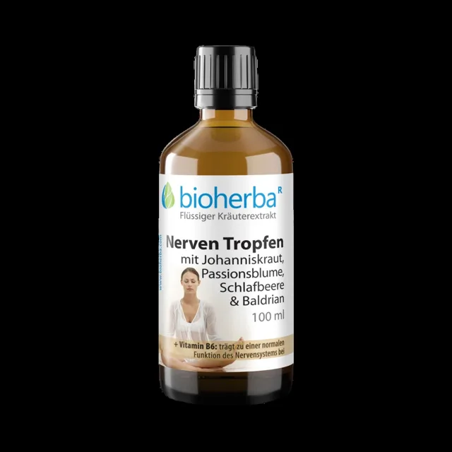 Kapky na nervy s třezalkou, mučenkou, ashwagandhou a kozlíkem – tinktura – 100 ml – Bioherba