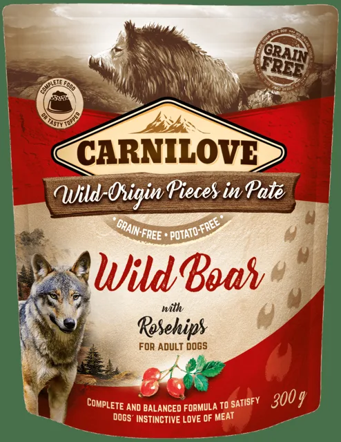Kapsička Carnilove Dog Pouch Paté divočák se šípky 300g