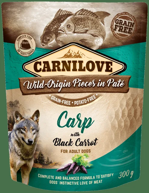 Kapsička Carnilove Dog Pouch Paté kapr s černou mrkví 300g