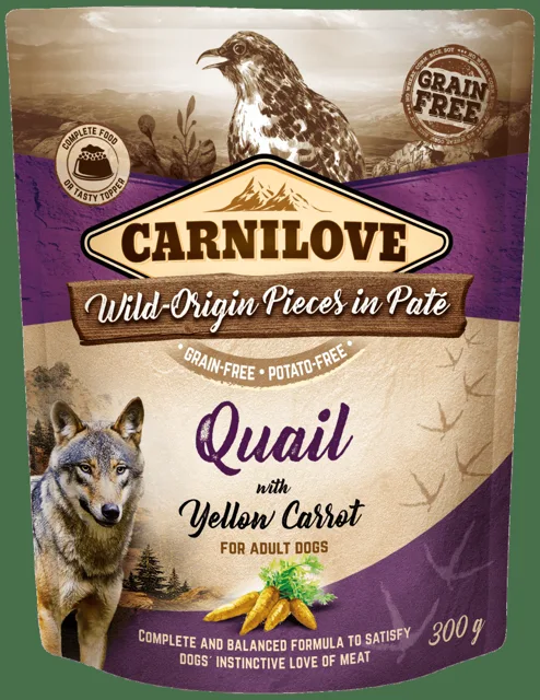 Kapsička Carnilove Dog Pouch Paté křepelka se žlutou mrkví 300g
