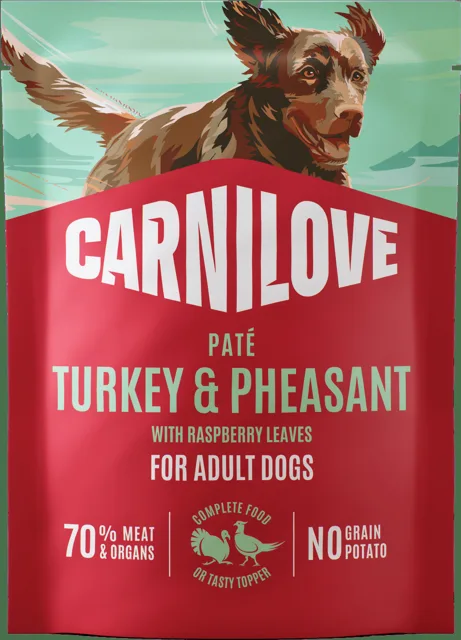 Kapsička CARNILOVE Paté pro dospělé psy krůta a bažant s listy maliníku 300 g