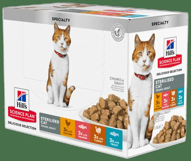 Kapsička Hill´s Science Plan Feline Adult Sterilised Multipack Chicken & Trout & Turkey 12x85g