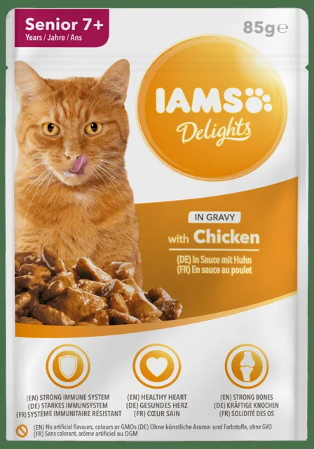Kapsička IAMS pro starší kočky s kuřecím masem v omáčce 85g