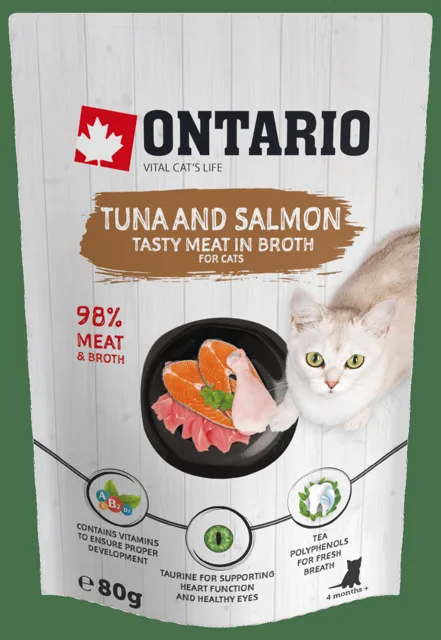 Kapsička Ontario Tuna and Salmon in Broth 80g