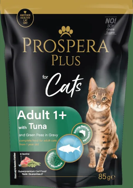 Kapsička Prospera Plus Cat Adult 1+ tuňák se zeleným hráškem 85g