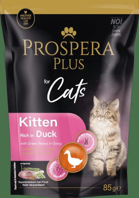 Kapsička Prospera Plus Cat Kitten kachna a zelené fazolky 85g