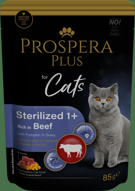 Kapsička Prospera Plus Cat Sterilised 1+ hovězí a dýně 85g
