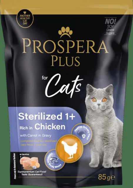 Kapsička Prospera Plus Cat Sterilised 1+ kuře a mrkev 85g