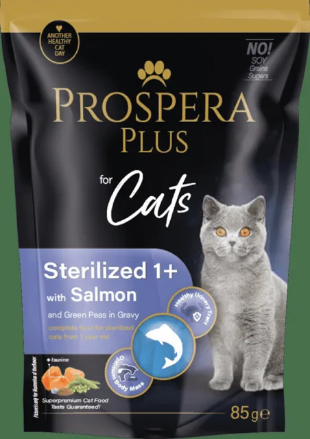 Kapsička Prospera Plus Cat Sterilised 1+ losos a hrášek 85g