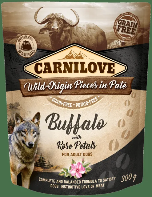 Kapsičky Carnilove Dog Pouch Paté buvol s plátky růží 300g