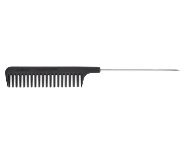 Karbonový tupírovací hřeben s kovovým hrotem Eurostil Professional Carbon Antistatic - 22,3 cm (09189)